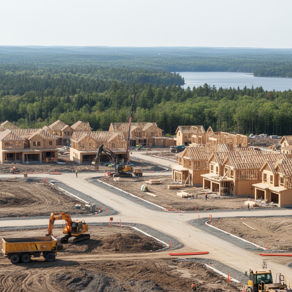 Construction site with residential development in progress